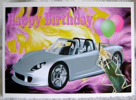 Very Nice! Silver Sports Car, with Champagne A4 by Margaret McCartney