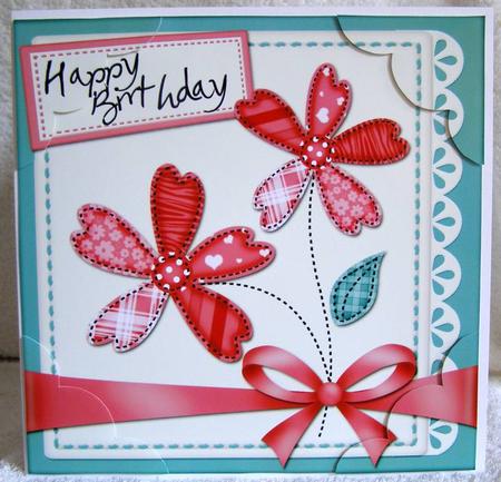 8 x 8 Birthday Flowers N Lace Corner Topper by Margaret McCartney