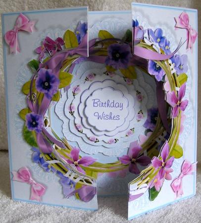 Open Fronts 7x7" Gatefold Card Kit- Flower Circlet in Purple by Margaret McCartney