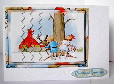 Peeking at Santa - Zig-zag Edge Side Stacker by Margaret McCartney