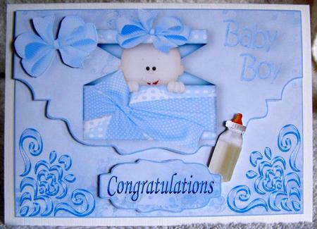 Smiling Baby Boy on Scalloped Envelope by Margaret McCartney