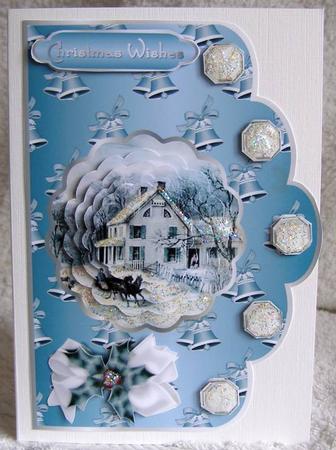 The Christmas Sleigh Ride Scallop Card with Shaped Pyramage by Margaret McCartney