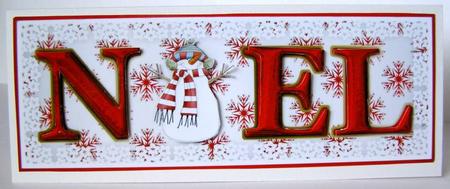 A Noel Snowman Large Dl Card Front with Step by Step by Margaret McCartney