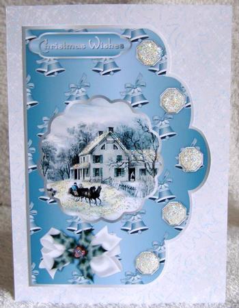 The Christmas Sleigh Ride A4 Scallop Card by Margaret McCartney