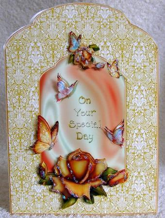 Butterflies and Roses Scalloped Top Quick Card by Margaret McCartney