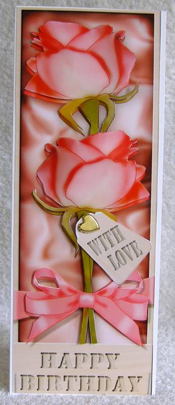 Large Dl Birthday Roses in a Box Quick Card 3D Decoupage by Margaret McCartney