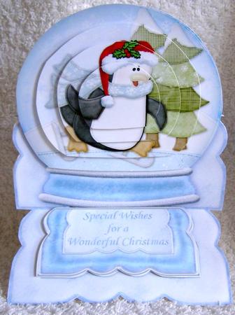 Skating Penguin in Snow Globe Mini Easel Card by Margaret McCartney
