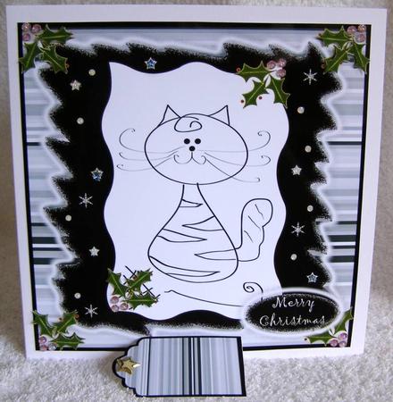 Funky Cat Christmas Topper & Tag by Margaret McCartney