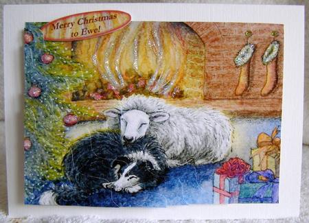 Merry Christmas to Ewe Wavy Corner Stacker Topper by Margaret McCartney