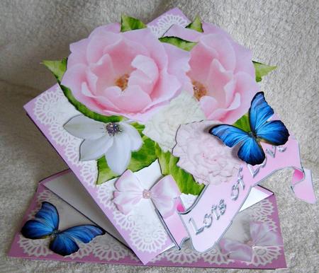 Pink Roses and Butterfly Spring Top by Margaret McCartney