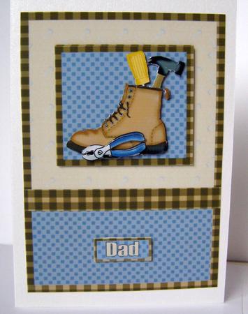 Work Boot and Tools Decoupage Card by Margaret McCartney