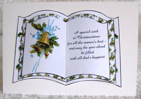 Forget Me Not Christmas Bell Open Book by Margaret McCartney