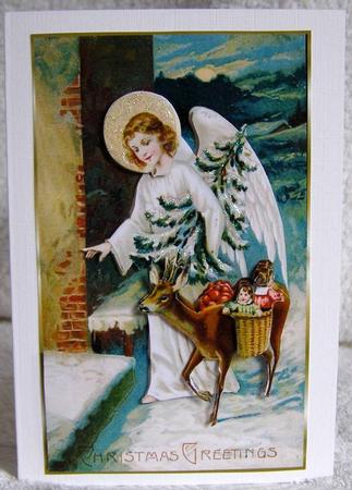 Christmas Vintage Reindeer Decoupage Topper by Margaret McCartney
