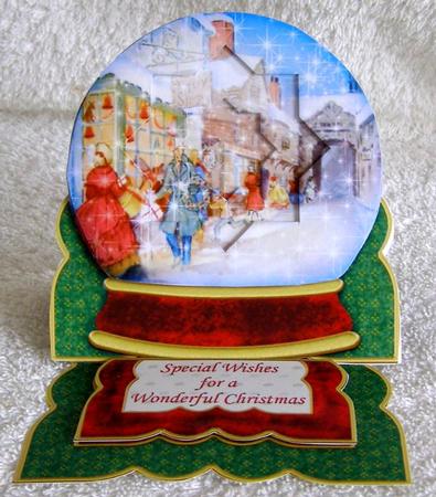 Vintage Christmas Shopping Snow Globe Easel Card by Margaret McCartney