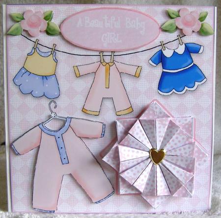 New Baby Girl - Teabag Tiles + Card Front by Margaret McCartney