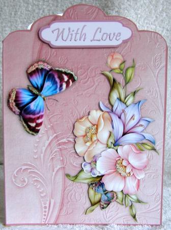 Floral Fantasy A4 Scallop Top Card Front by Margaret McCartney