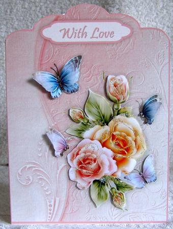 Rosy Glow A4 Scallop Top Card Front by Margaret McCartney