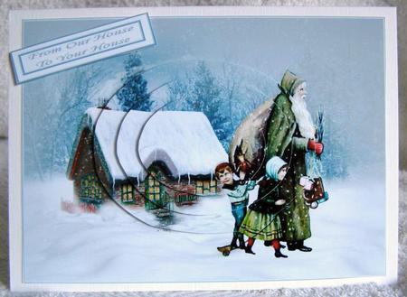 Vintage Santa at the Cottage Pyramid by Margaret McCartney