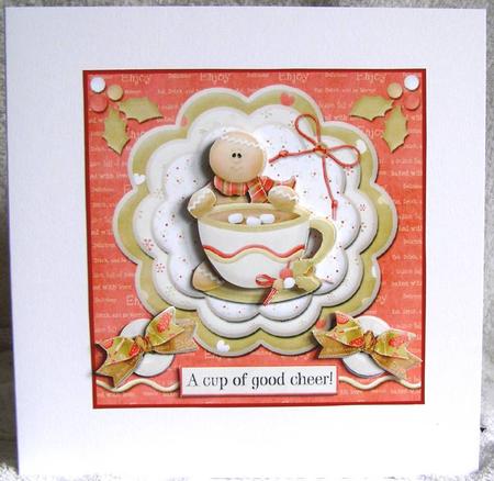 A Cup of Good Cheer Gingerbread Christmas Card Front by Margaret McCartney
