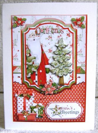 Season's Greetings Christmas Card Front with Decoupage by Margaret McCartney