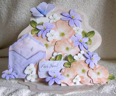 Giant Easel Tableau 3D Card Kit - Peach Roses & Clematis by Margaret McCartney