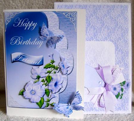 Lovely Petunia's N' Lace Topper/insert/envelope/3D Decoupage by Margaret McCartney