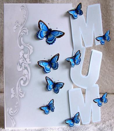 Beautiful Blue Butterflys Mum Card by Margaret McCartney