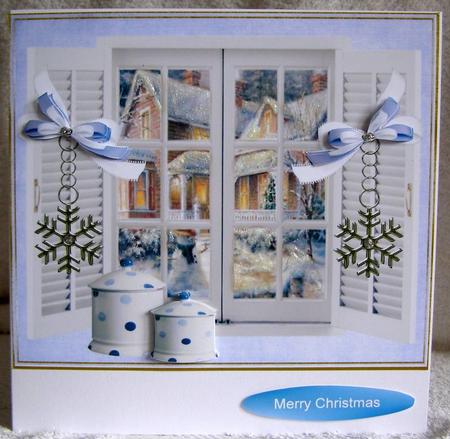 Christmas Window in Bleu by Margaret McCartney