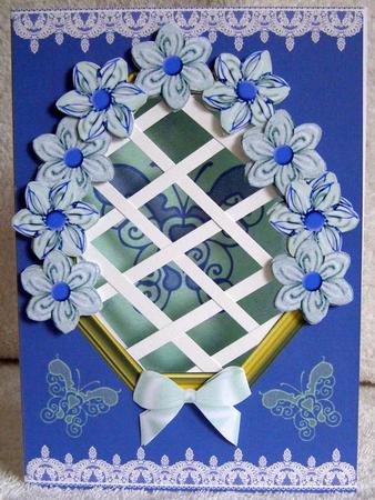 Fabric Flowers and Lace Butterflies Trellis Card Kit by Margaret McCartney