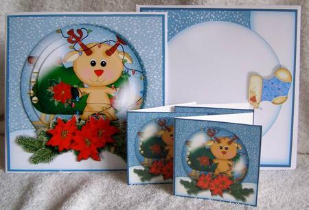 Snowglobe Cuties Card Kit - Reindeer Cutie by Margaret McCartney