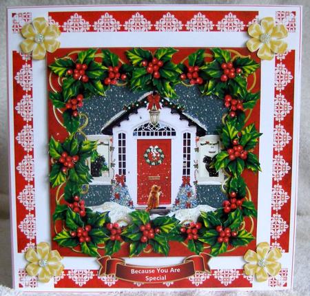 Christmas Eve Cats - 8 Inch Square Decoupage Card Kit by Margaret McCartney