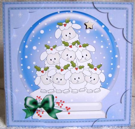 Christmas Sheep  - 8 x 8 Scalloped Corner Topper  by Margaret McCartney