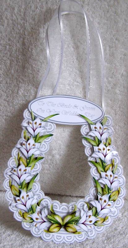 White Lilies Wedding Horseshoe Keepsake or Toppers by Margaret McCartney