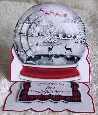 Christmas Eve Snow Globe Easel Card by Margaret McCartney
