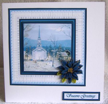 Winter Church Scene 6x6 Square Card Front by Margaret McCartney