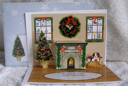 107 Christmas Fireplace Pop-up Card KIT by Margaret McCartney