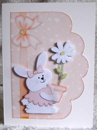 A5 Little Bunny Girl Felties Scalloped Edge N 3D Decoupage by Margaret McCartney