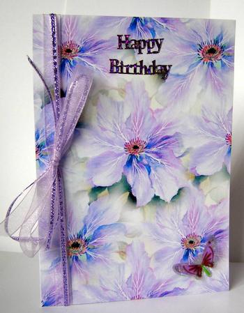 Purple Clematis Watercolour Background by Margaret McCartney