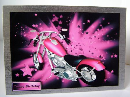 Pink Starry Night with Motorbike by Margaret McCartney