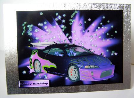 Purple Starry Night with Car by Margaret McCartney