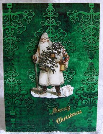 Dark Green Embossed Christmas Trees A4 Backing Paper by Margaret McCartney