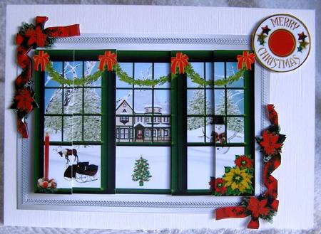 Poinsetta Window Scene by Margaret McCartney