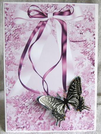 Snowflakes and Bow in Pink A4 Backing Paper by Margaret McCartney