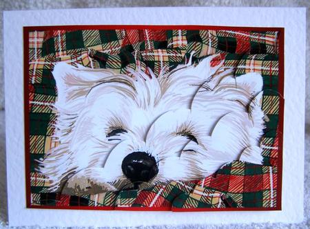 Good Friends Westie is It Morning Large Wavy Card Front by Margaret McCartney