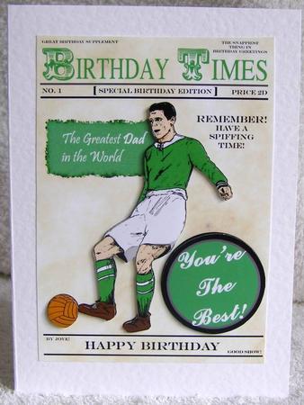 Green Vintage Footballer (dad's Birthday) - A5 by Margaret McCartney