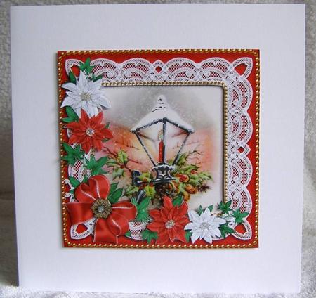 Christmas Lantern Poinsettia Reverse Decoupage Step by Step by Margaret McCartney