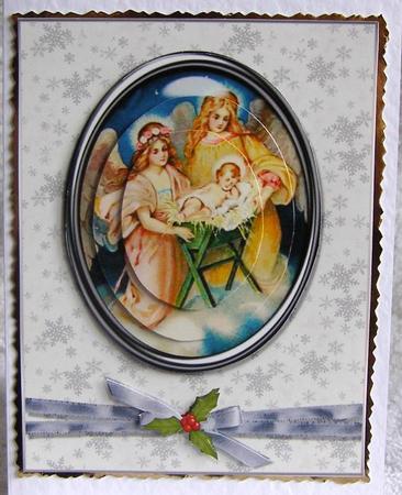 Vintage Baby Jesus in Manger, Silver Medallion by Margaret McCartney