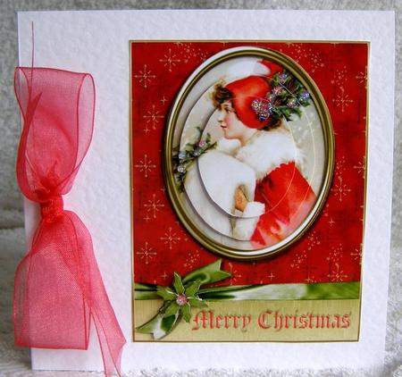Vintage Christmas Girl Medallion by Margaret McCartney