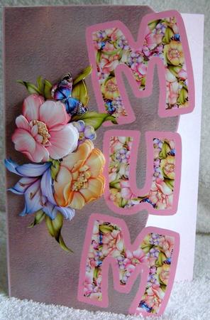 Mum Floral Card Front by Margaret McCartney