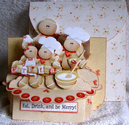 Gingerbread 3D Shelf Card with Card Box by Margaret McCartney